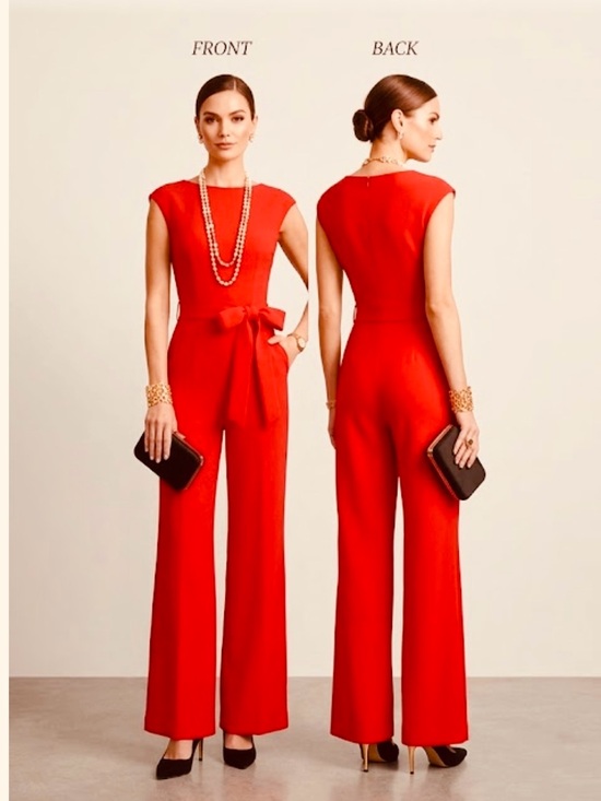 New York & Company Pants - Elegant Red Wide-Leg Jumpsuit with Belt. New York & Company. Size 10